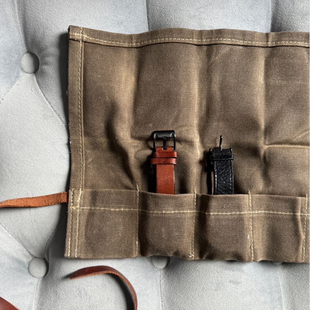 Waxed Canvas Watch Roll Carrying Case